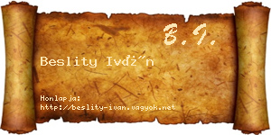 Beslity Iván névjegykártya